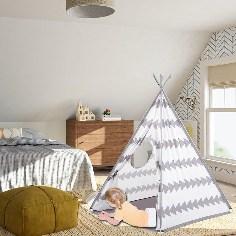 Sweet Grey Teepee Tent With Round Mesh Window