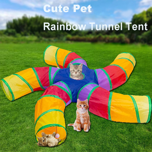 Multicolor Cat Tunnel with Play Ball S-Shape 5 Way Collapsible Interactive Peek Hole Pet Tube Toys