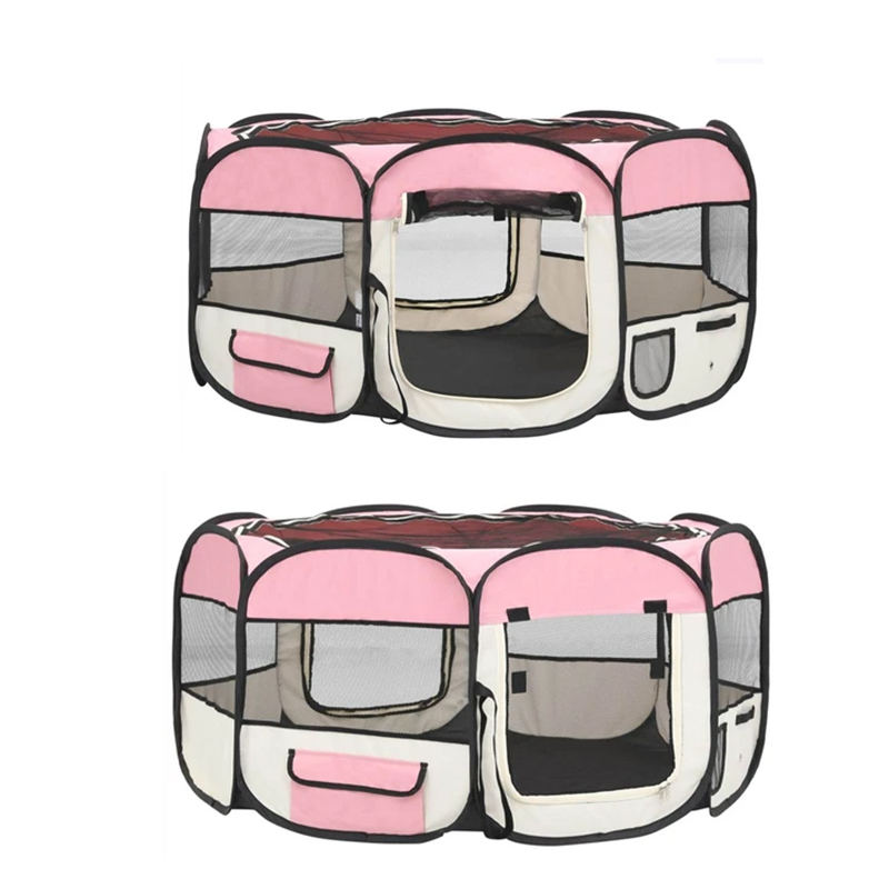 Large Pop Up Open Portable Pink Foldable Dog Playpen with Carrying Bag 