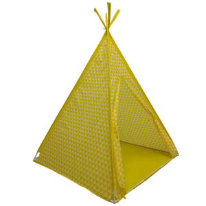 Yellow Kids Tipi Tent Play Teepee Easy Assemble Set Up With PVC Frame 