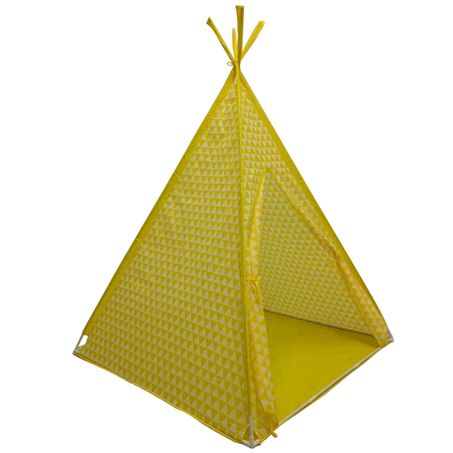 Yellow Kids Tipi Tent Play Teepee Easy Assemble Set Up With PVC Frame 