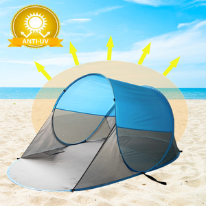 UPF 50 Easy Pop Up Beach Tent, 3-4 Person Sun Shelter, Portable Instant Beach Shade UV Protection