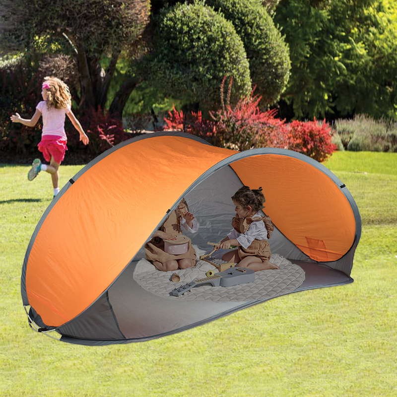 Anti UV Orange Large Pop-Up Beach Shade Shelter Portable Foldable Beach Tent