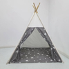 Gray Star Printing Kids Play Teepee House Tent Wooden Pole With Carry Bag
