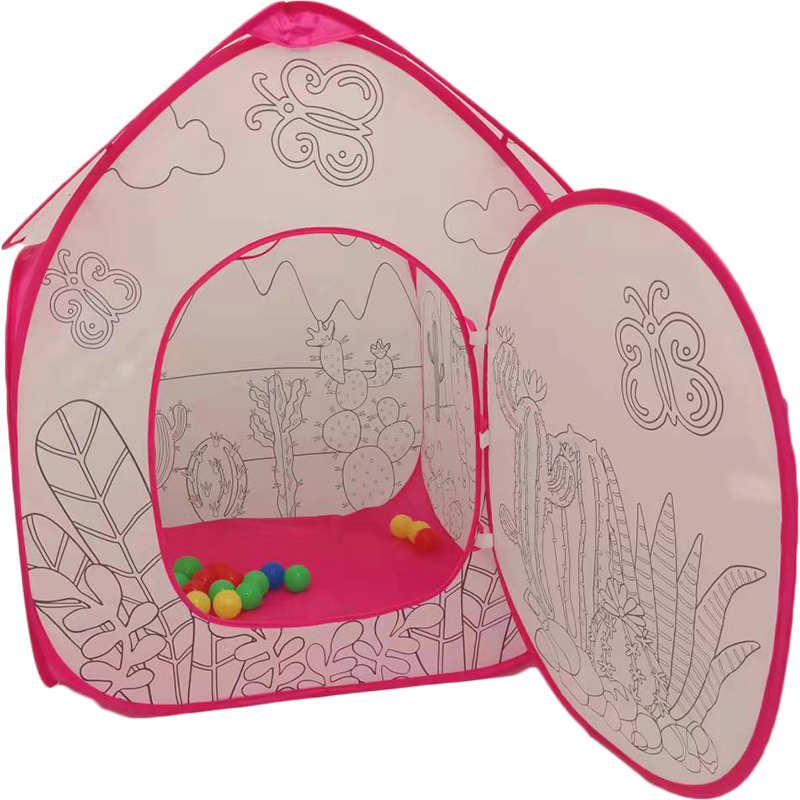 Cute desert cactus house DIY paint kids play tent game house ball pit for toddles baby girls boys