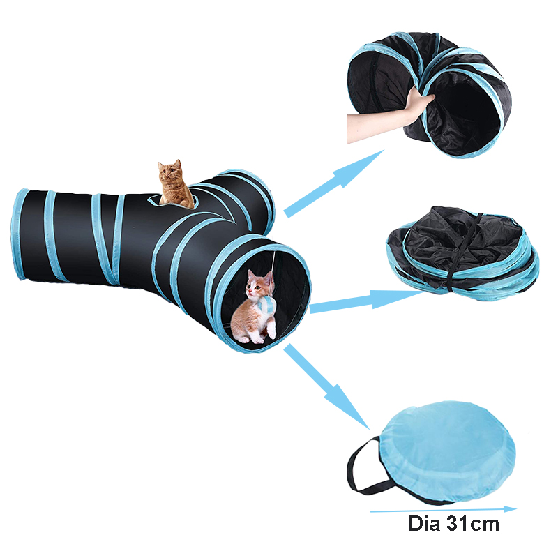 3-Way Pet Cat Tunnel ,Easy Travel and Storage Collapsible Interactive Durable Portable Tear-Resistant Toy Tent For Cat Pet small animal