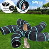 Cat Tunnel for Indoor Cats Large, with Play Ball S-Shape 5 Way Collapsible Interactive Peek Hole Pet Tube Toys, Puppy, Kitty, Kitten, Rabbit