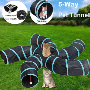 Cat Tunnel for Indoor Cats Large, with Play Ball S-Shape 5 Way Collapsible Interactive Peek Hole Pet Tube Toys, Puppy, Kitty, Kitten, Rabbit