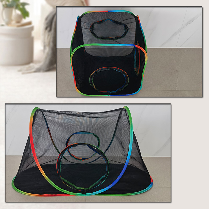 3 Pcs Outdoor Rainbow Cat Enclosures Pet Playground Kitty Small Animals Rabbit Guinea Pig Playpen Square Olive Tent with Tunnel