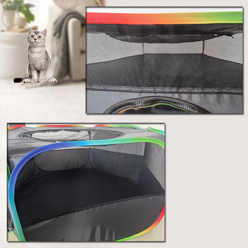 Outdoor Rainbow Hexagon Tent with Circle Tunnel Ourdoor Playpen Playground for Kittens Small Animals Rabbit Guinea Pig