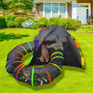 Pop Up Outdoor Pet Playpen With Tunnel Portable Cat Playhousei For Cat And Small Animal