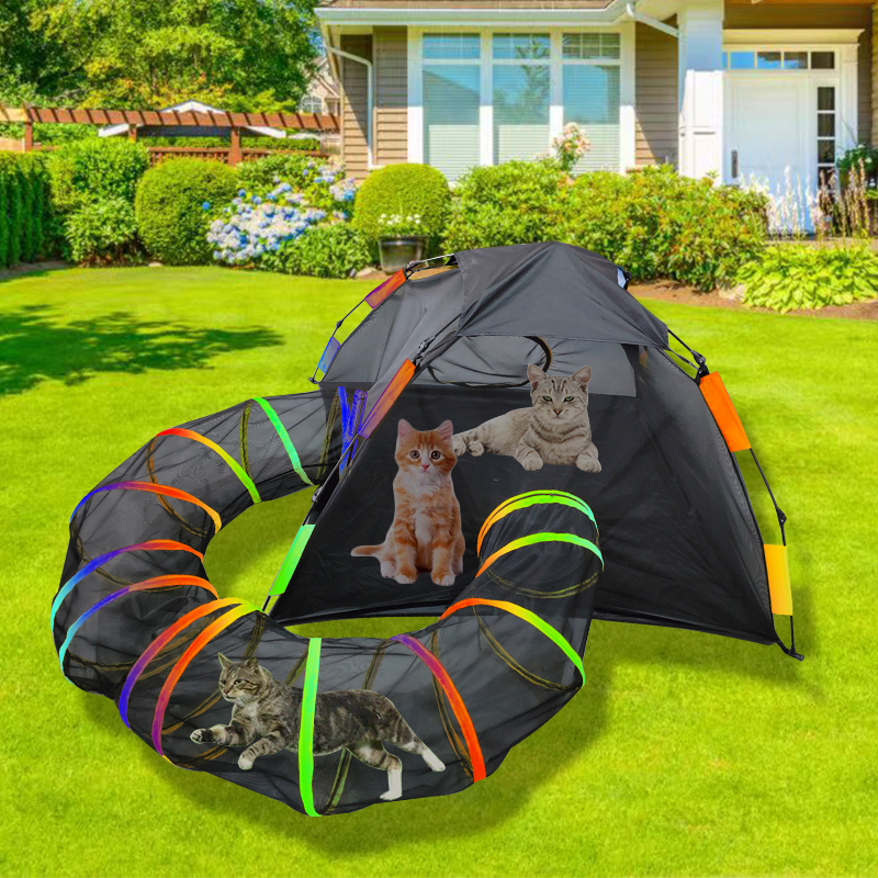 Pop Up Outdoor Pet Playpen With Tunnel Portable Cat Playhousei For Cat And Small Animal