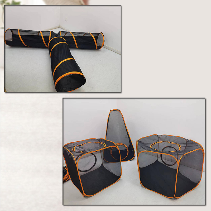 4 in 1 Compound Pet Playpens - 3 Tents & 1 Triangle Tunnel,Portable Pop Up Folding Enclosure Play Houses,for Cat,Kitty,Dog,Puppy,Rabbit