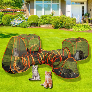 Pet Puppy Tent Playpen House, Portable Pet Cages Enclosure Fences 5 in 1 Outdoor Indoor Use，Foldable Pets Dog Cat Playpen Tent Tunnel