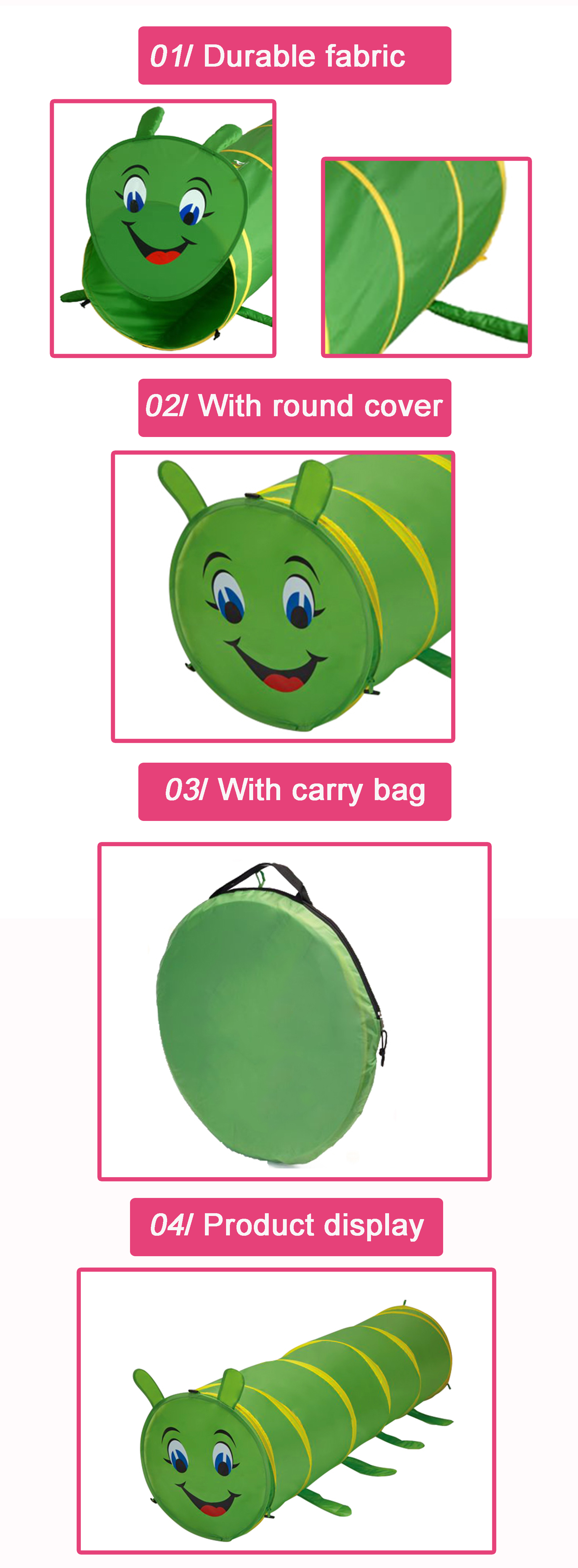green worm play tunnel