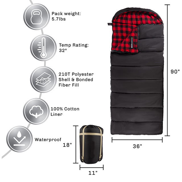 Black,3 Season with Hood ,Waterproof Flame Retardant Promotion Portable Camping Hiking Sleeping Bag