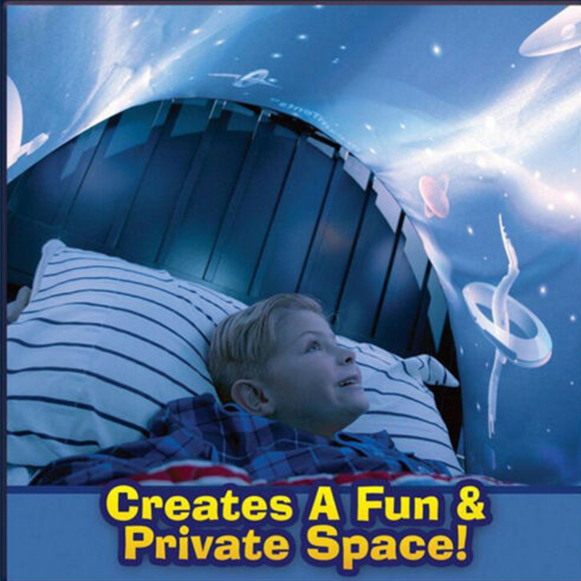 Spaceship Theme Unisex Dream Bed Tent for Kids Boys and Girls, Children's Bed Reading Privacy Canopy w/ Storage Bag