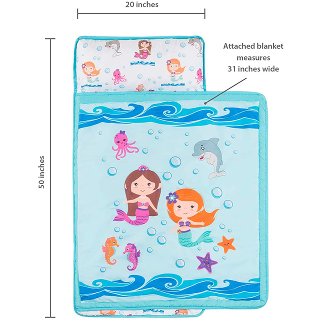 Ages 2-6 years mermaid Kids Sleeping Bag with Removable Pillow ,Carry Handle with Fastening Straps Closure