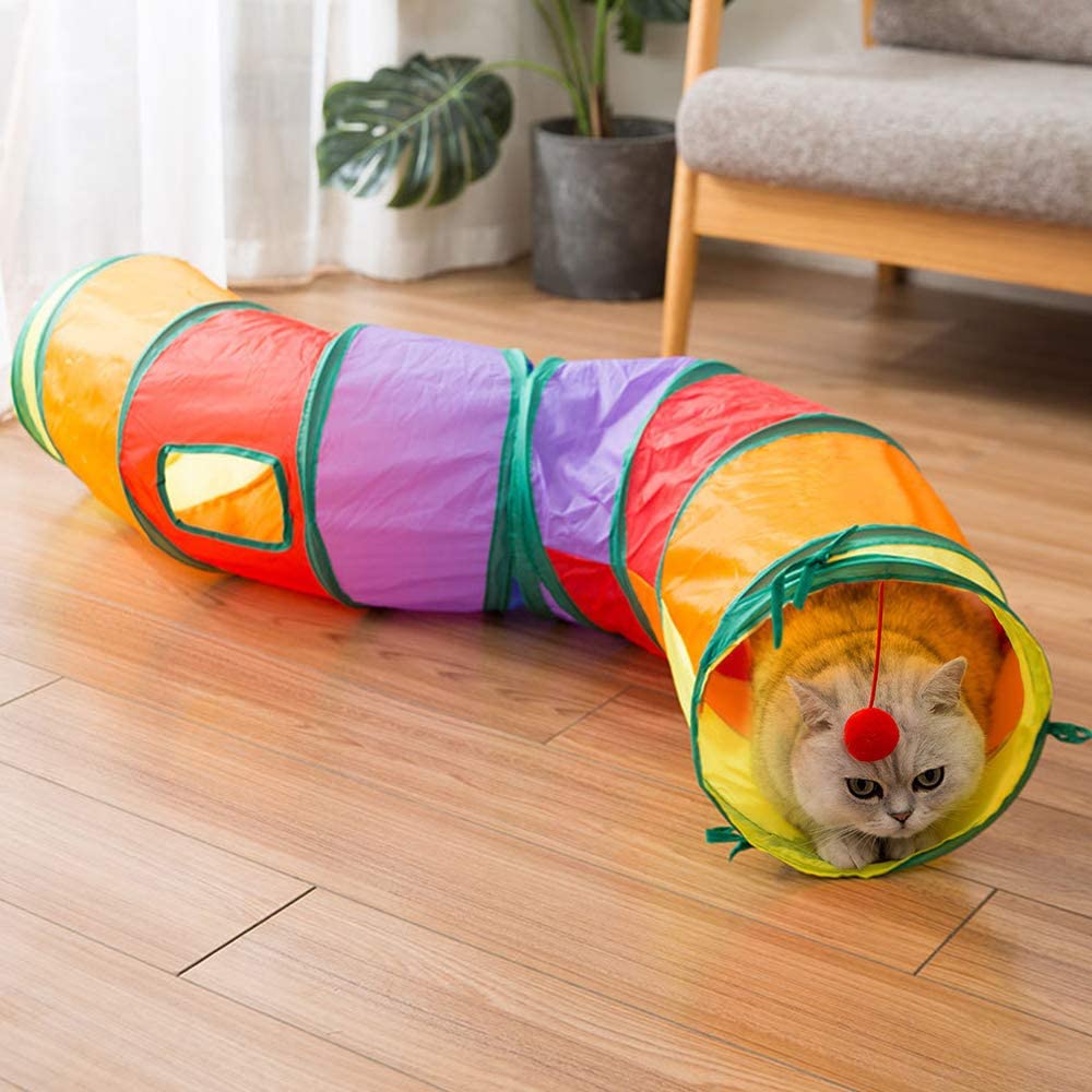 Extensible Collapsible Portable S Shape Pet Cat Play Tunnel With Hole