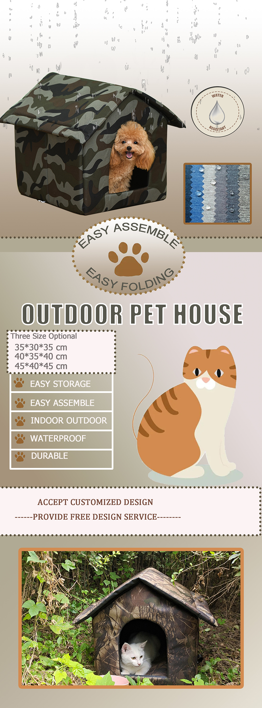 Cat house rainproof