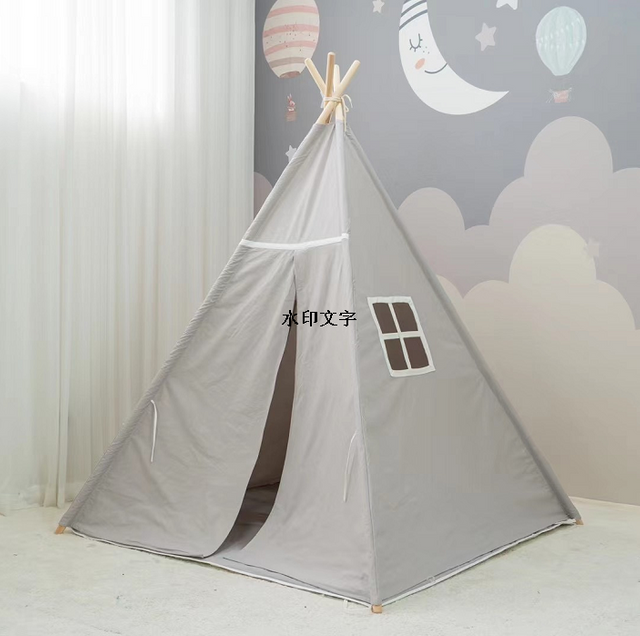  2021 Flourish easy folding new design four wooden poles Indian kids teepee tent with protable carry bag use for indoor outdoor