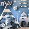 XP-TP061 Grey stripe foldable wooden pole kids teepee tent playhouse cotton canvas with window carry bag, Wigwam Indoor Outdoor