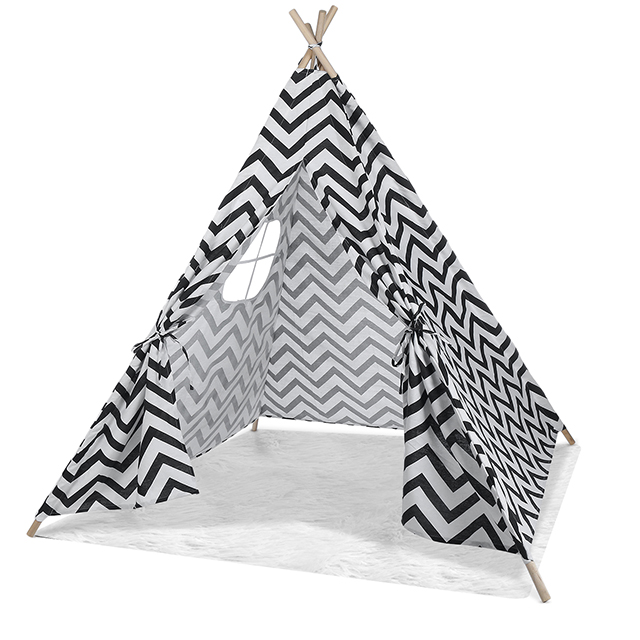 Black Chevron kids teepee tent 6-1
