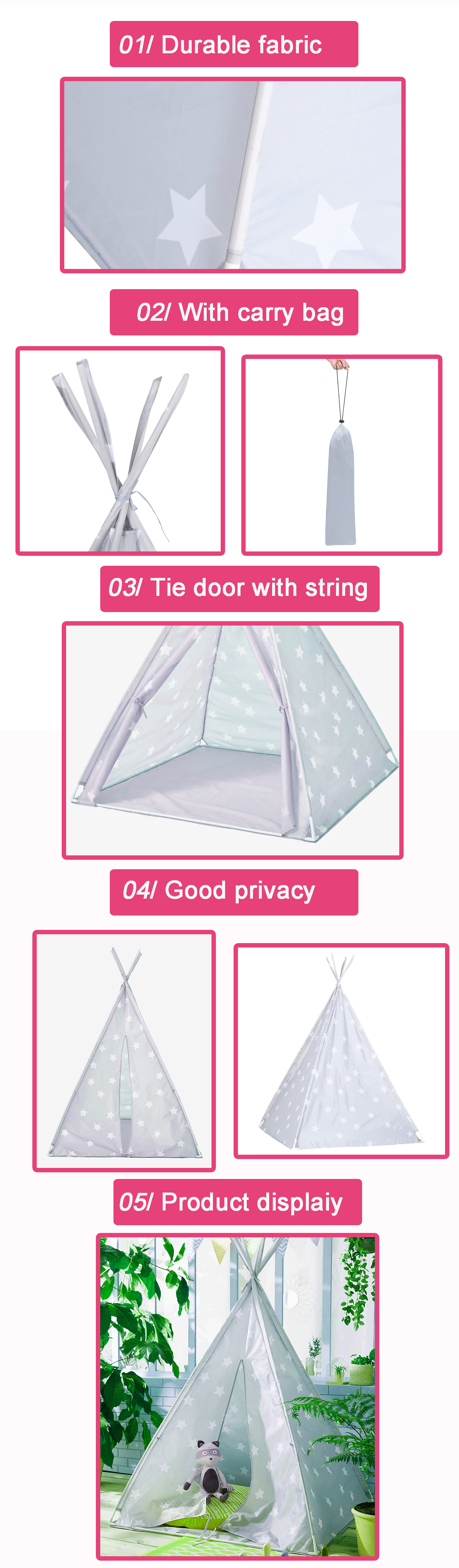 grey play teepee with star