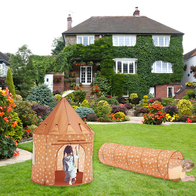 Kids Crawl Tunnel Tent With Star Printing Use For Outdoor Indoor