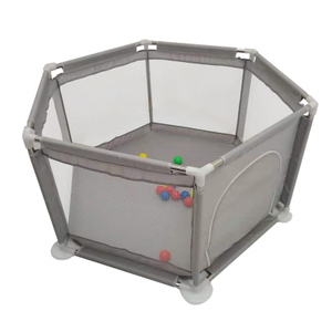 Grey Portable Playpen for Baby, Extra Large Hexagonal Design Play Yard, Fence Breathable Mesh Play Tent for Indoor and Outdoor