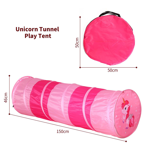Factory Wholesale Unicorn Play Tunnel Pop Up Indoor or Outdoor Garden Play Tent for Kids Childrens