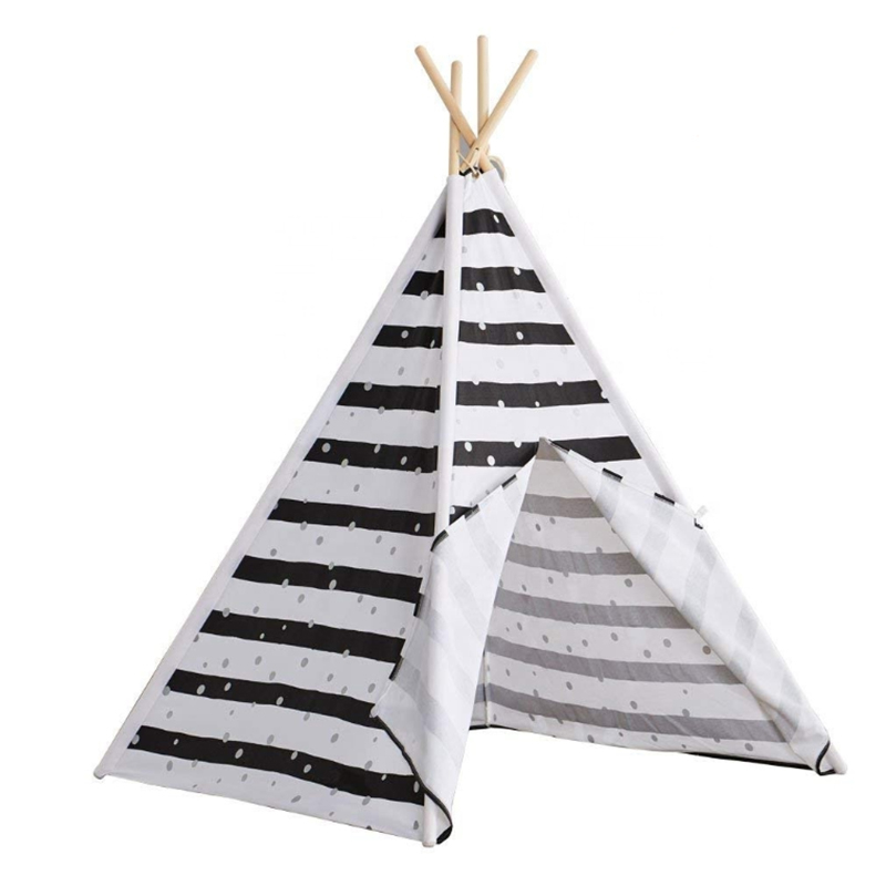 Linen Canvas Kids Teepee Tent Children Wigwam Indoor Outdoor Play House for Girls Boys Toddlers 