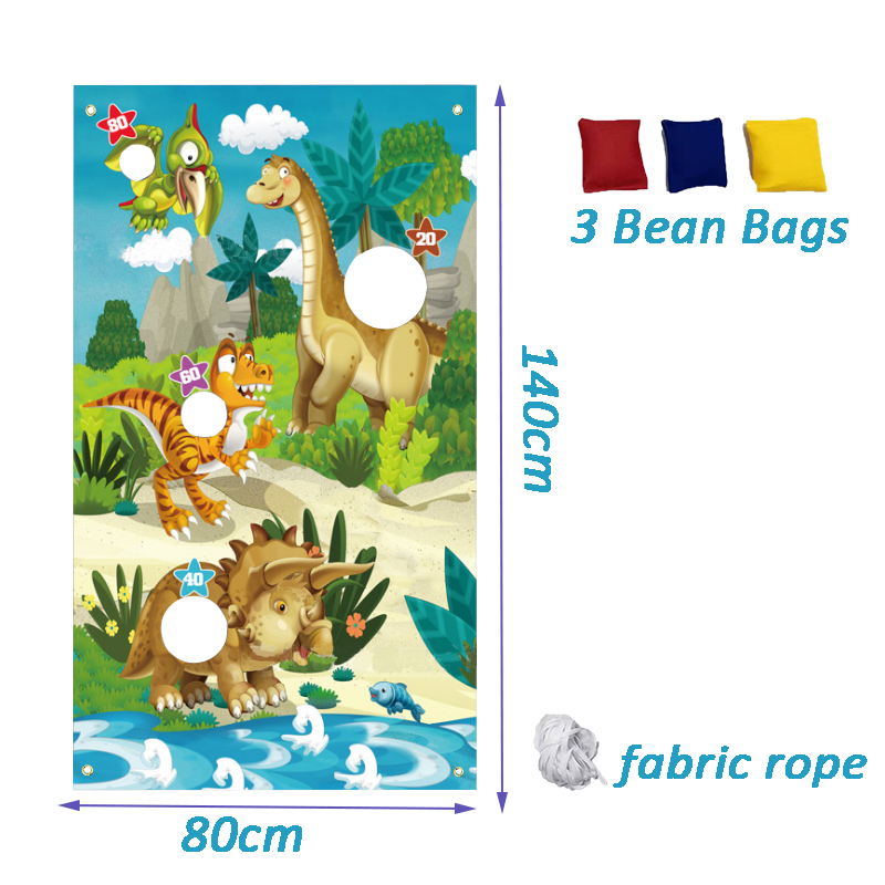 Dinosaur Bean Bag Toss Games with 3 Bean Bags for Kids Party Decor Funny Props
