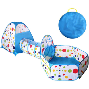 Blue Multicolor dot cheap large kids play pop up tents set with tunnel Ball Pit with Carry Bag Easy Folding