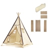 Factory price white tipi tents with window kids teepee tent children cotton canvas kids teepee with wood pole