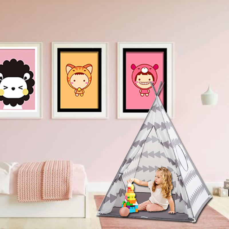 Sweet Grey Teepee Tent With Round Mesh Window