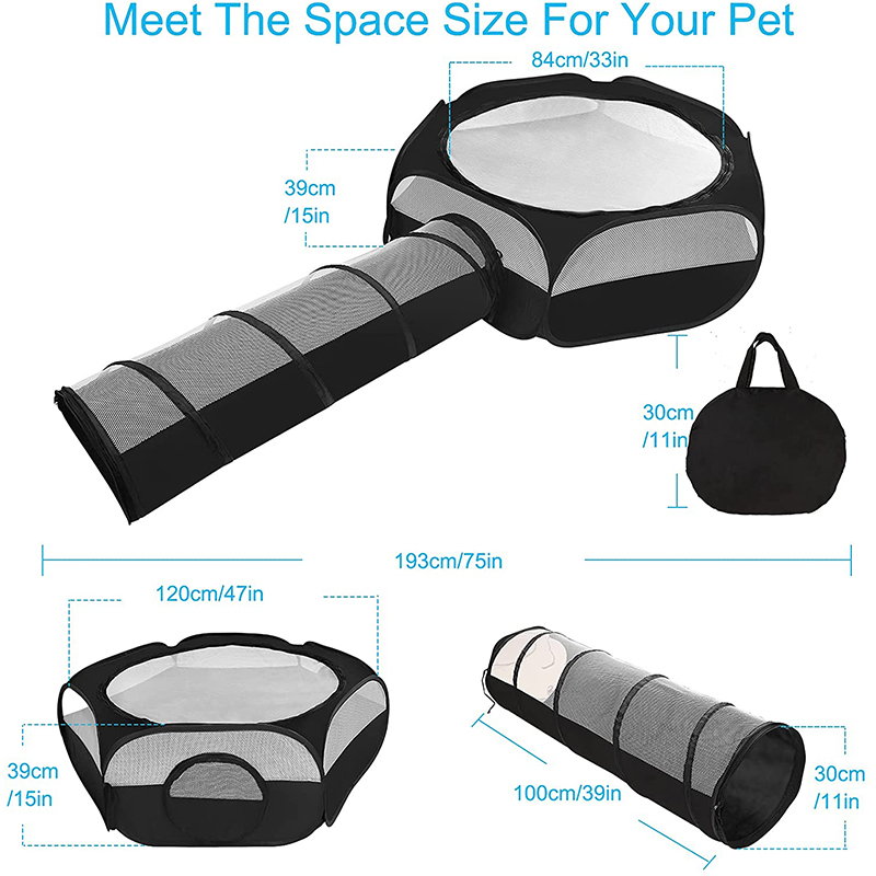  Portable Guinea Pig Playpen Pet Playpen with Double Zippered Connect Tunnel