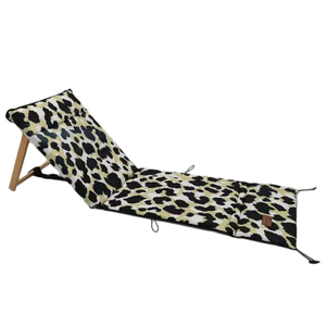 Leopard print design wooden pole portable beach lounge with adjustable backrest for indoor outdoor