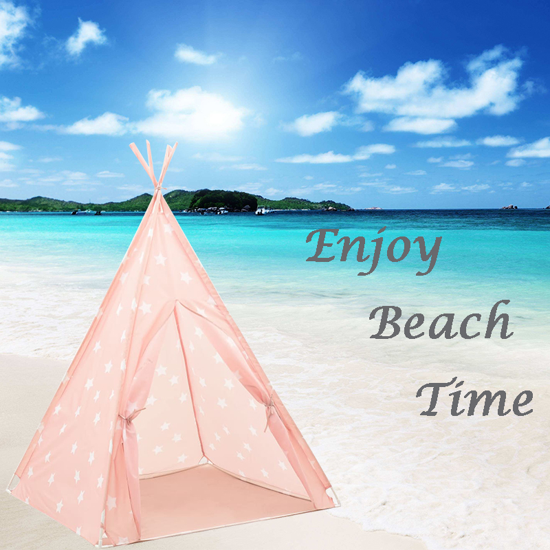 Portable Paly Teepee Tent Polyester With PVC Poles Star Design