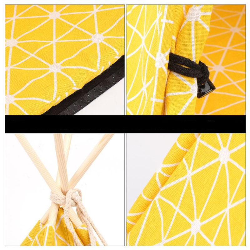 Yellow Cat Dog Pet Teepee Easy Assemble With Wooden Poles And Carry Bag