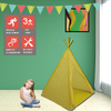 Yellow Kids Tipi Tent Play Teepee Easy Assemble Set Up With PVC Frame 