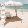 Custom Printed Beach Umbrella With Fringe Surface Design Pattern Striped Big Wood Tassel Beach Umbrellas Cabana