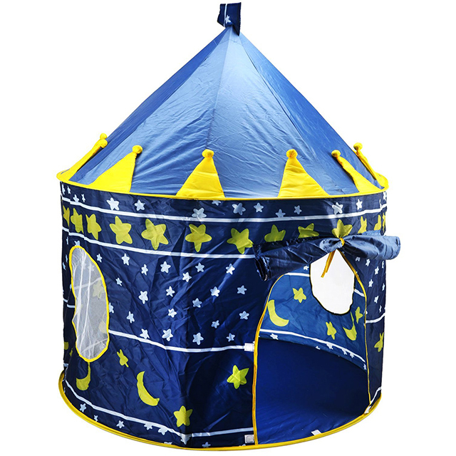 CPT7131 Blue color with yellow Star Moon portable and easy folding high quality cheap price use for indoor outdoor castle play tent