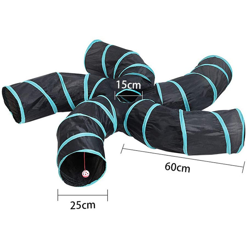 Cat Tunnel for Indoor Cats Large, with Play Ball S-Shape 5 Way Collapsible Interactive Peek Hole Pet Tube Toys, Puppy, Kitty, Kitten, Rabbit