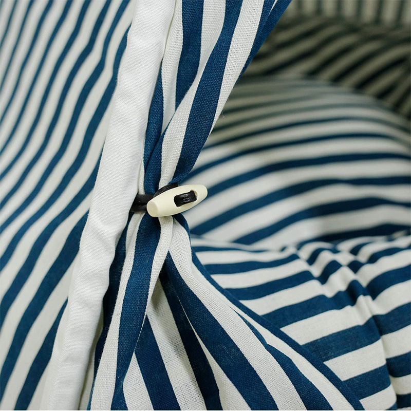 Blue Stripes Pets Teepee Tent, Easy Assembling With 5 Wooden Poles ,Removable and Washable Cat Dog Playhouse