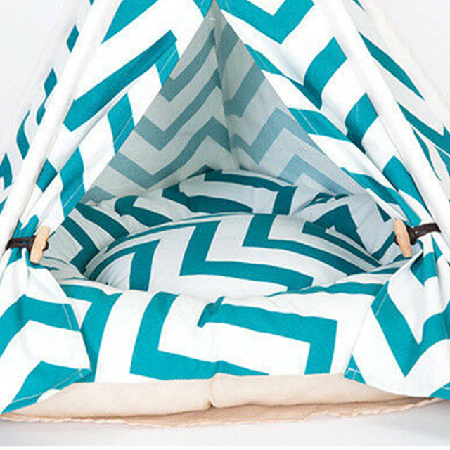 Black Green Wave Line Pet Tipi Teepee Tent Durable Foldable Play House For Dog Cat Bed Kennel House Kitten 