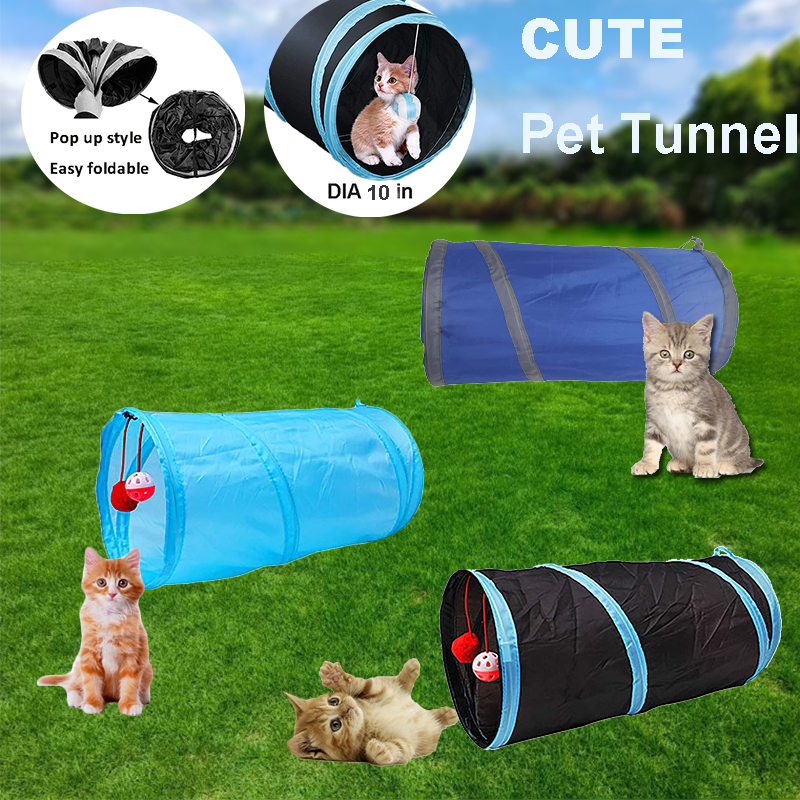 Top selling Use For Cats Kittens Rabbits Puppies Crinkle CollapsibleBlue Short Pet Tunnel for Indoor Outdoor