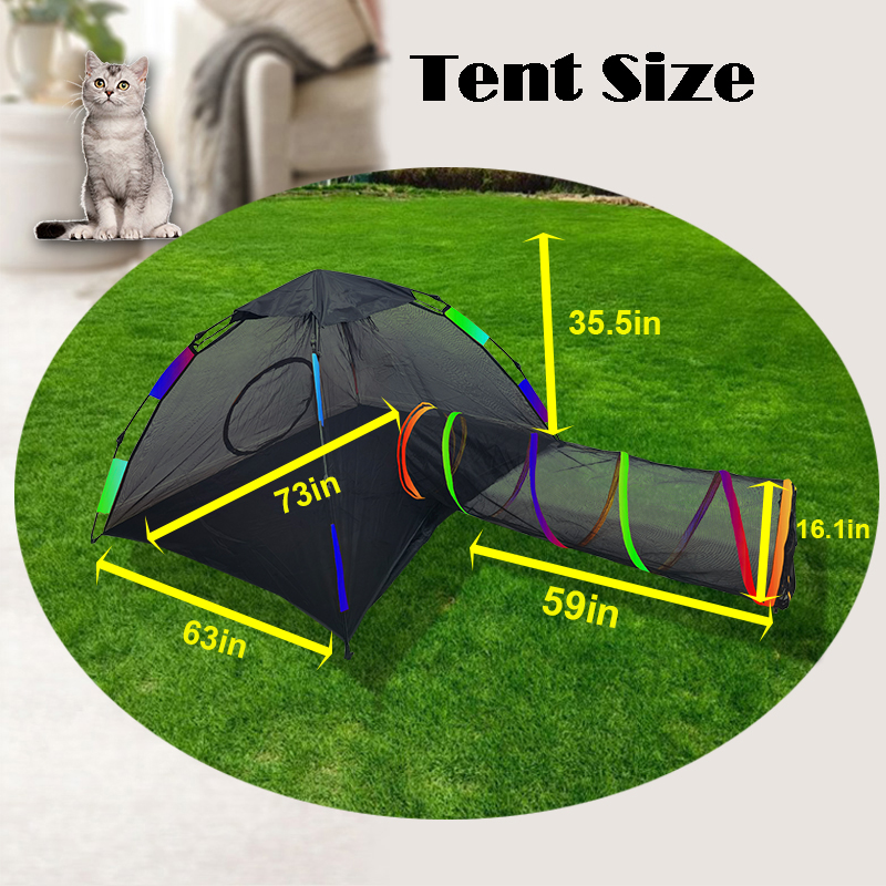 One Touch Automatic Open Outdoor Pet Enclosure Pop Up Cat House Fence for Ferrets Rabbits with Play Tunnel