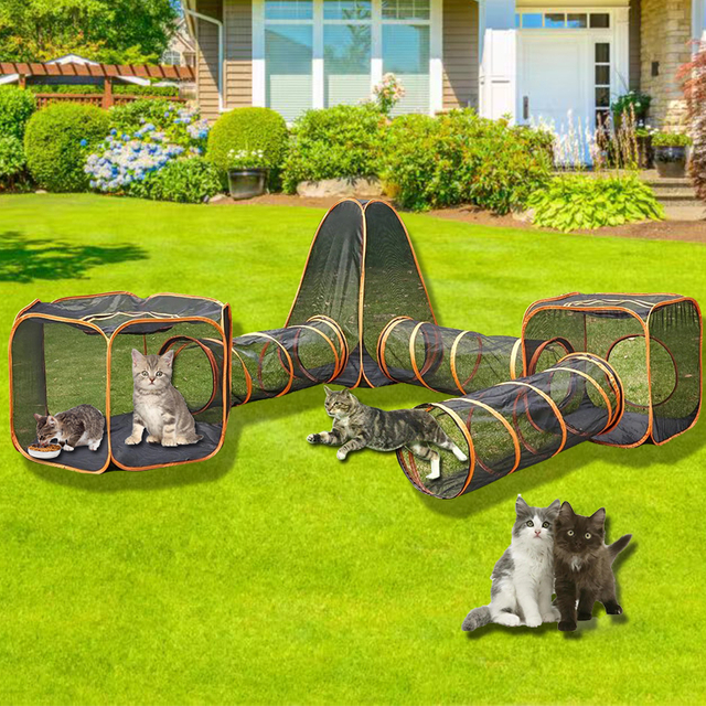 6 Pcs Outdoor Cat Enclosure Pop Up Open Pet Playpen for Small Animal Rabbit Ferrets Guinea Pig