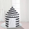 Black White Stripe Kids Castle Play Tent Easy Assemble Foldable Play House Use For Home Yard 